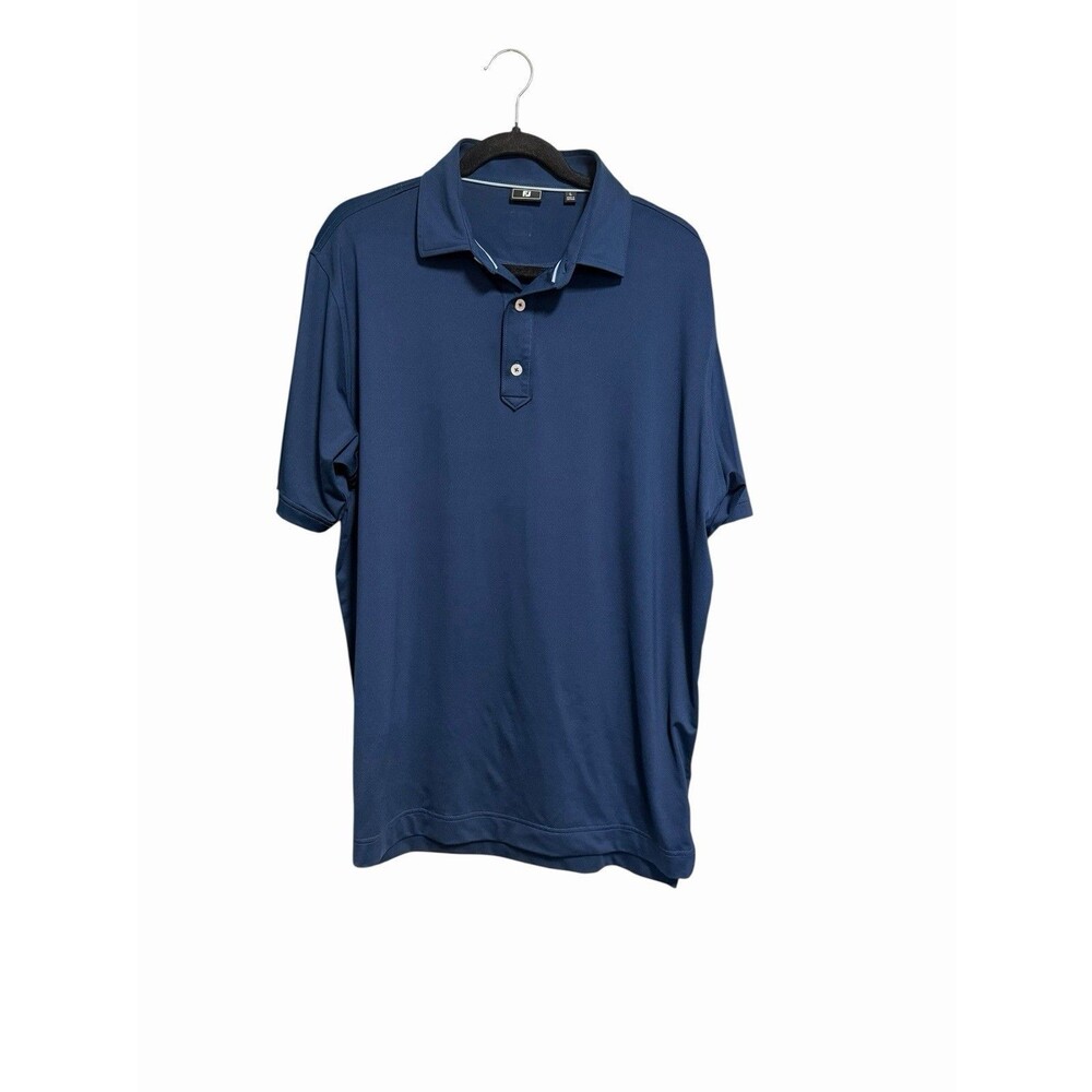 Foot Joy Mens Athletic Fit Golf Polo Shirt Size L Navy Blue Performance Sport